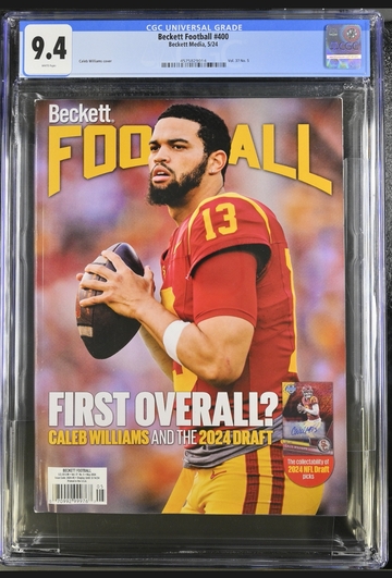 May 2024 Beckett Football Magazine CALEB WILLIAMS Rookie Year Graded CGC 9.4