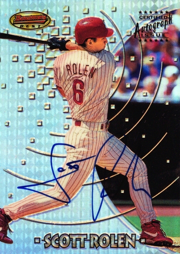 1997 BOWMAN'S BEST CERTIFIED AUTOGRAPH REFRACTOR # 194 SCOTT ROLEN HALL OF FAMER
