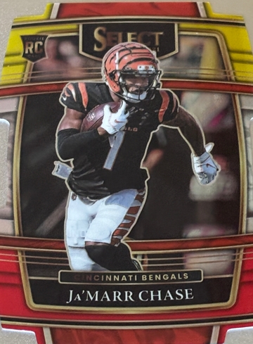 Ja'Marr Chase 2021 Panini Select RC Rookie Concourse Red Yellow Die-Cut #47