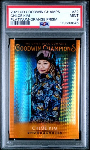 2021 Upper Deck Goodwin Champions Chloe Kim Platinum Orange Prism PSA 9