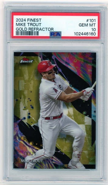 2024 Finest #101 Mike Trout Gold Refractor PSA 10 GEM MINT!