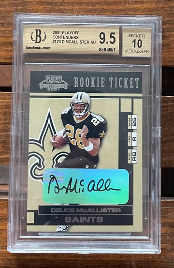 2001 contenders deuce McAllister rookie ticket auto BGS 9.5 10 auto
