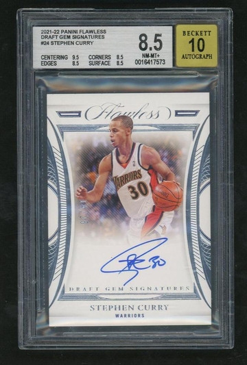 2021 Panini Flawless 24 Stephen Curry Draft Gem Signatures Beckett 8.5 NM-MT+ Warriors Auto