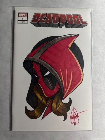 Deadpool #1 (2024) | Blank Sketch Cover | Ken Haeser Original Art | Dynamic Forces | Marvel Comics