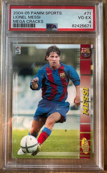 2004-05 panini sports Lionel Messi mega cracks #71 psa 4