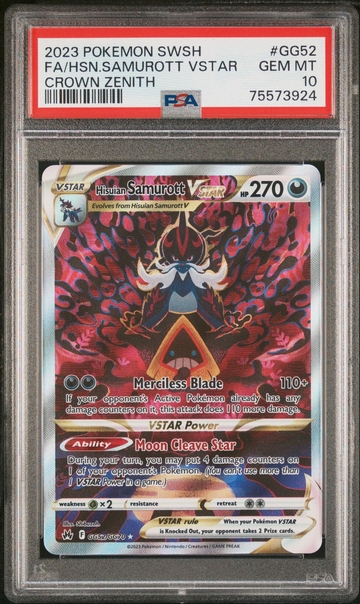 2023 Pokemon #GG52 Hisuian Samurott VSTAR Crown Zenith PSA 10