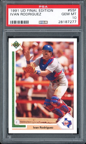 IVAN RODRIGUEZ 1991 UPPER DECK FINAL EDITION #55F 55 F UD PSA 10 RC