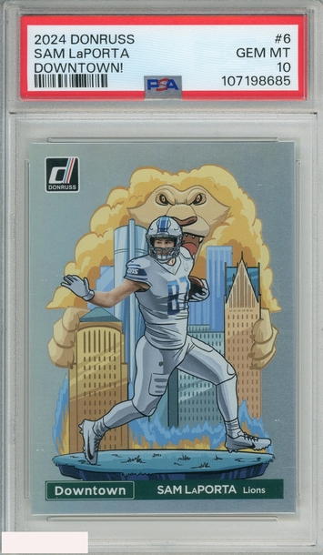 2024 PANINI DONRUSS DOWNTOWN! SAM LAPORTA #6 LIONS PSA 10 GEM MT
