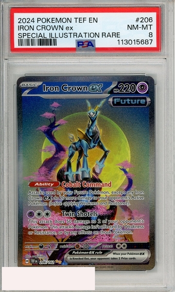 2024 POKEMON TEF EN-TEMPL FORCES IRON CROWN EX #206 SPL ILL RARE PSA 8