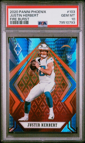 2020 Panini Phoenix #103 Justin Herbert Fire Burst PSA 10
