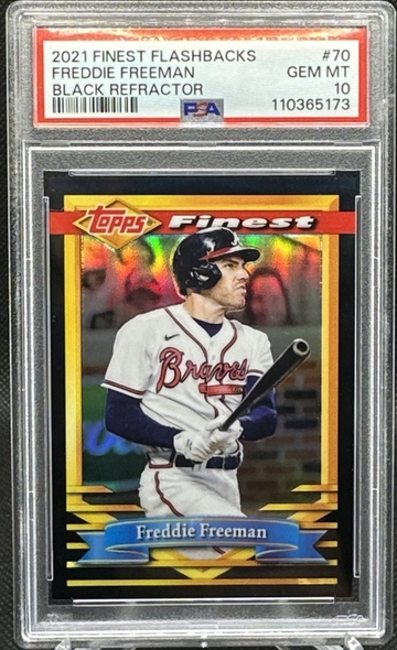 2021 Finest Flashbacks BLACK REFRACTOR Freddie Freeman #70 09/25 PSA 10 BRAVES