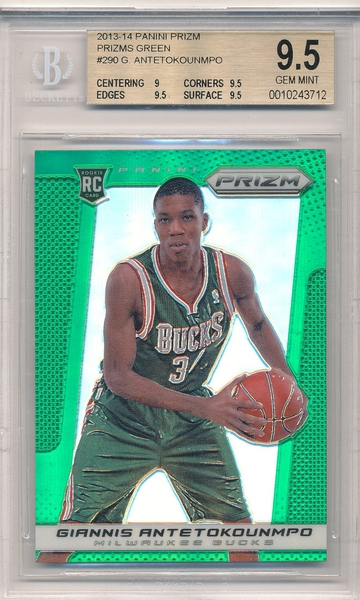 Giannis Antetokounmpo 2013-14 Panini Prizm Green Refractor Rookie Card RC BGS 9.5 Gem Mint