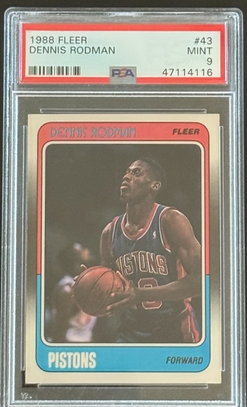 1988-89 Fleer Dennis Rodman Rookie Pistons Bulls Spurs Lakers - PSA 9