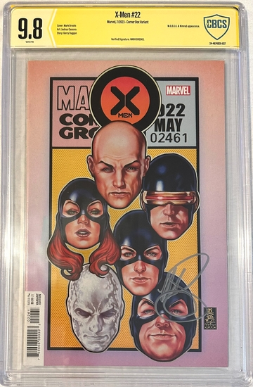 X-Men # 22 9.8 NM/MINT Verified Signature Mark Brooks Corner Box Variant Cover