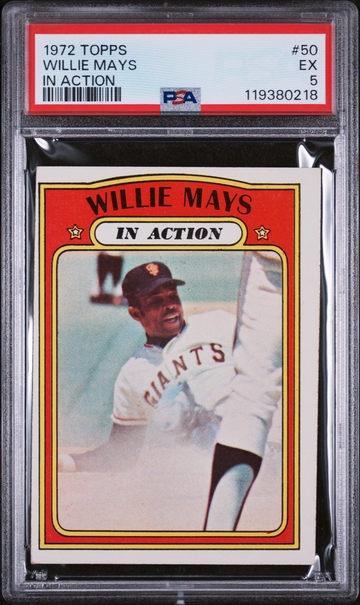 1972 Topps #50 Willie Mays In Action PSA 5