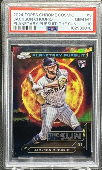 2024 Topps Chrome Cosmic PLANETARY PURSUIT THE SUN Jackson Chourio RC PSA 10!