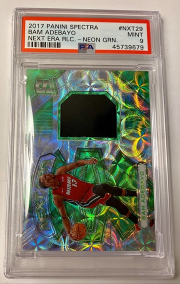 2017 PANINI SPECTRA BAM ADEBAYO NEXT ERA JERSEY NEON GREEN 09/25 PSA 9 MINT