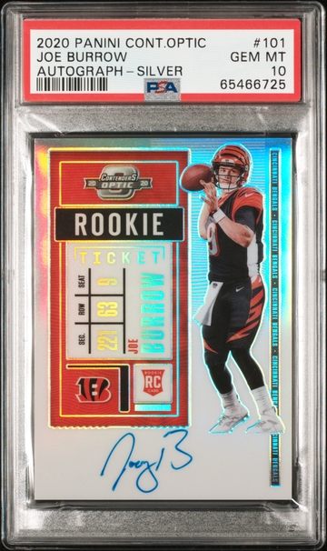 2020 Panini Contenders Optic Joe Burrow RC Auto Silver PSA 10