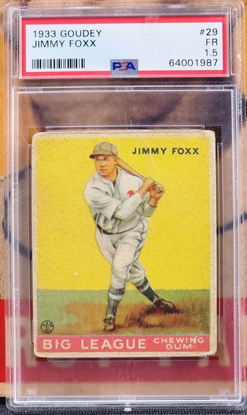 JIMMIE FOXX 1933 Goudey Gum #29 PSA 1.5 FR Low Number PHILADELPHIA ATHLETICS HOF *THE BEAST!!*