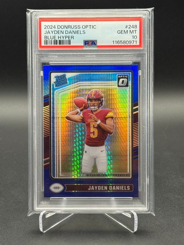 Jayden Daniels 2024 Optic Blue Hyper PSA 10