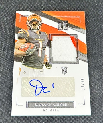 2021 Ja’Marr Chase Panini Impeccable Rookie Patch Jersey Auto /99 RPA Jamarr Autograph RC SP