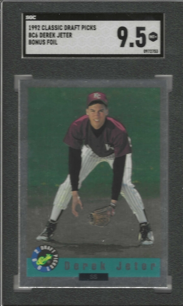 HOF Derek Jeter 1992 Classic Draft Picks #BC6 FIRST YEAR BONUS FOIL ROOKIE CARD SGC 9.5!