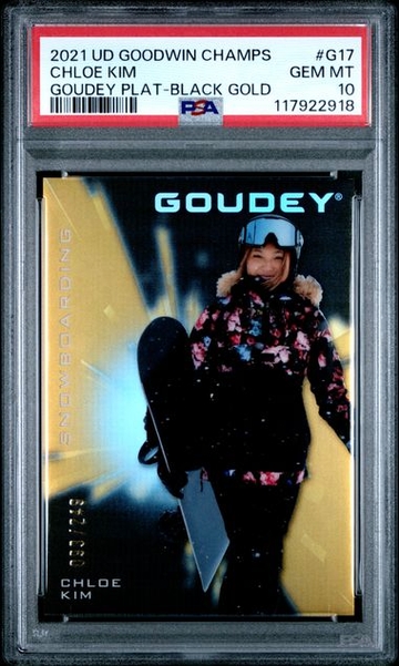 2021 Upper Deck Goodwin Champions Chloe Kim Goudey Platinum Black & Gold PSA 10