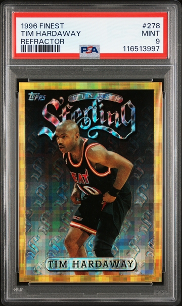 Tim Hardaway 1996 Topps Finest Rare Refractor Gold PSA 9
