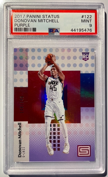 2017-18 Status Donovan Mitchell #122 Purple 148/149 PSA 9