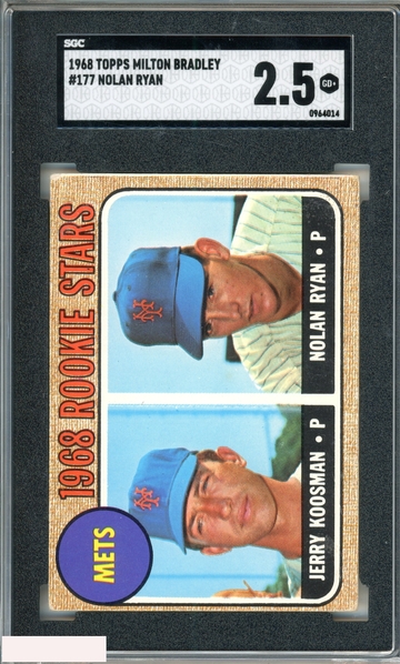 1968 TOPPS MILTON BRADLEY NOLAN RYAN #177 ROOKIE RC NEW YORK METS HOF SGC 2.5