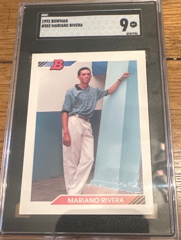 1992 Bowman #302 Mariano Rivera Rookie RC Graded SGC 9 MT Mint Yankees HOF