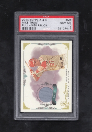 2014 Topps Allen & Ginter Full Size Relics #MT Mike Trout PSA 10 GEM MINT