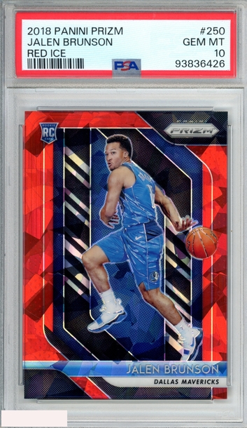 2018 PANINI PRIZM JALEN BRUNSON #250 RED ICE ROOKIE RC MAVERICKS PSA 10 GEM MT
