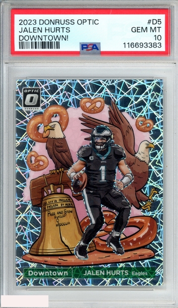 2023 PANINI DONRUSS OPTIC DOWNTOWN! JALEN HURTS #D5 EAGLES PSA 10 GEM MT