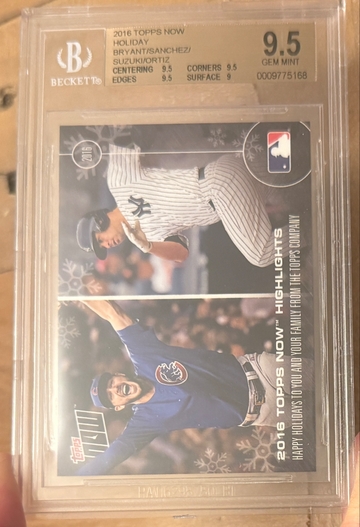 2016 Topps Now Holiday David Ortiz Kris Bryant Rookie Gary Sanchez Ichiro BGS 9.5