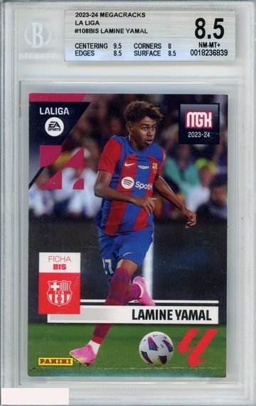 2023-24 PANINI MEGACRACKS LA LIGA LAMINE YAMAL #108BIS ROOKIE RC BGS 8.5 NM-MT+