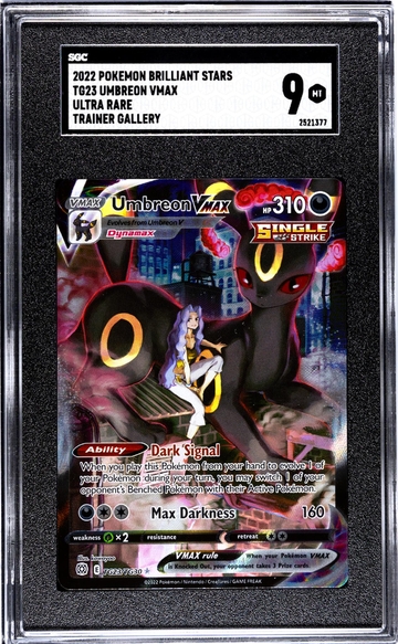 2022 Pokemon Brilliant Stars #TG23 Umbreon Vmax Ultra Rare Trainer Gallery SGC 9