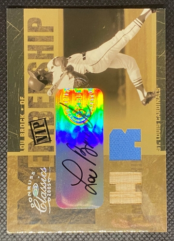 2005 Donruss Classics #MS-20 Lou Brock VIP Membership Jersey Bat SSP Auto /10