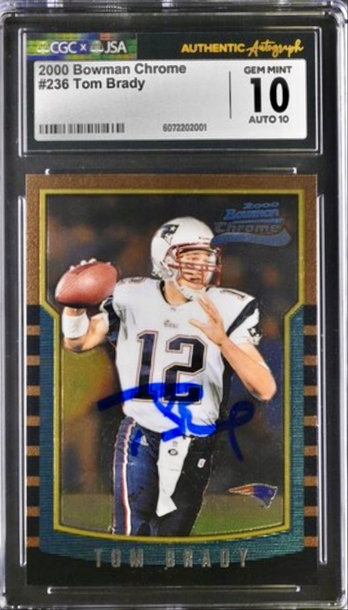 2000 BOWMAN CHROME #236 TOM BRADY RC ROOKIE AUTO CGC 10 AUTO 10 GEM MINT POP 1