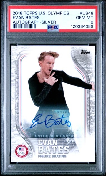 2018 Topps US Winter Olympics Evan Bates Silver Auto Autograph PSA 10