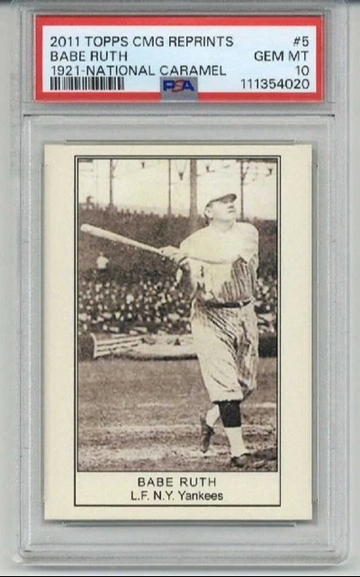 2011 TOPPS CMG REPRINTS 1921 NATIONAL CARAMEL BABE RUTH YANKEES PSA 10 LOW POP
