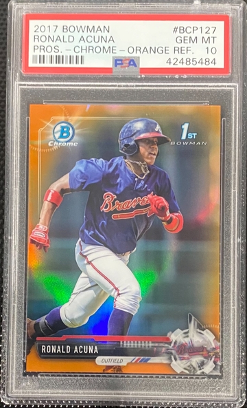 2017 Bowman Chrome Ronald Acuna Orange Refractor /25 PSA 10