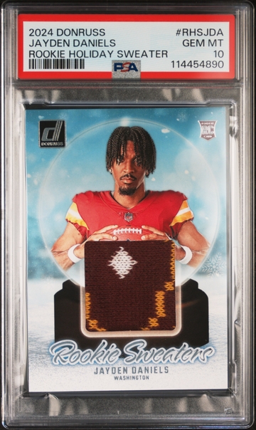 2024 Donruss Rookie Holiday Sweaters Jersey Patch Jayden Daniels RC PSA 10
