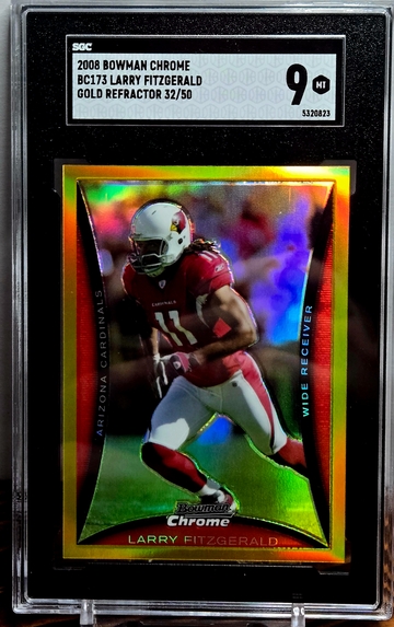2008 Bowman Chrome Larry Fitzgerald Gold Refractor SGC 9 Mint # /50 Cardinals