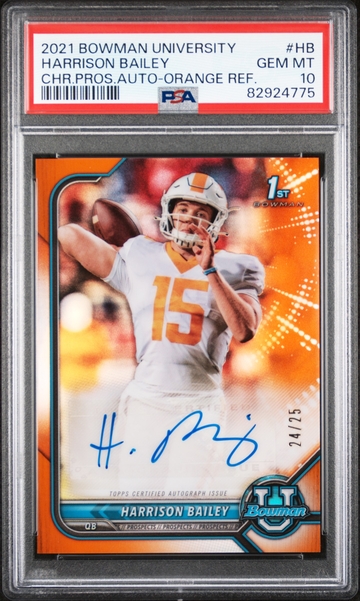 2021 Bowman University Chrome Orange Harrison Bailey #HB Auto /25 PSA 10