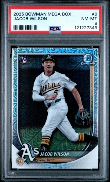 2025 BOWMAN MEGA BOX CHROME 9 JACOB WILSON OAKLAND A'S PSA 8