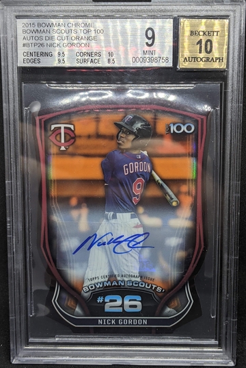 Nick Gordon 2015 Bowman Top-100 Orange Die-Cut Auto /25