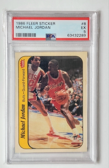 1986 Fleer Sticker #8 Michael Jordan PSA 5