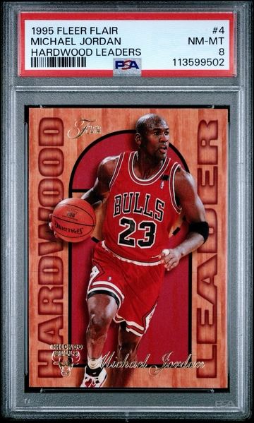 1995-96 Flair Michael Jordan #4 Hardwood Leader PSA 8 | Chicago Bulls