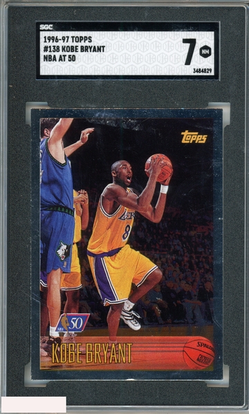 1996-97 TOPPS KOBE BRYANT #138 NBA AT 50 ROOKIE RC LAKERS HOF SGC 7 NM